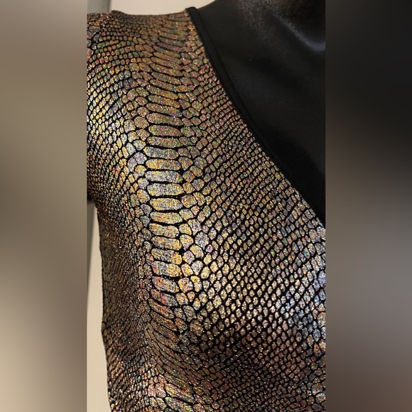 VENUS Black and Gold Asymmetrical Dress, Size XS - Picture 3 of 10